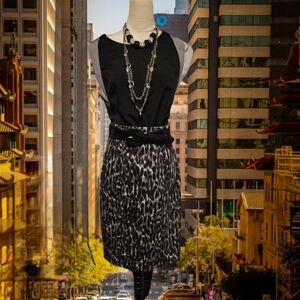 Worthington Animal Print Black/Grey Pencil Skirt Size 8